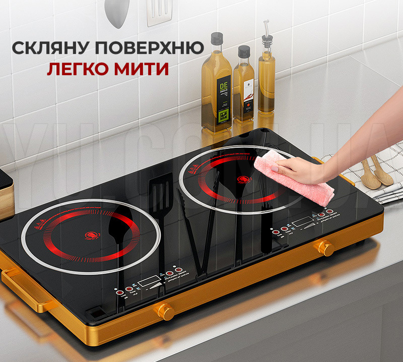 Інфрачервона плита електрична на 2 конфорки RAF 8088 2 дисплеї 4800W Інфрачервона плита електрична на 2 конфорки RAF 8088 2 дисплеї 4800W
